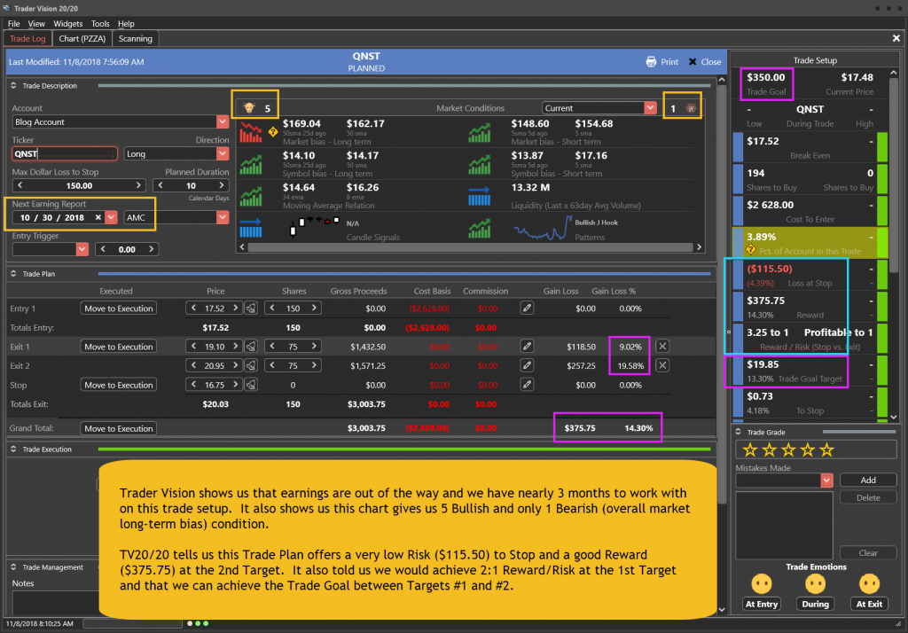 QNST Trade Plan for 11-8-18